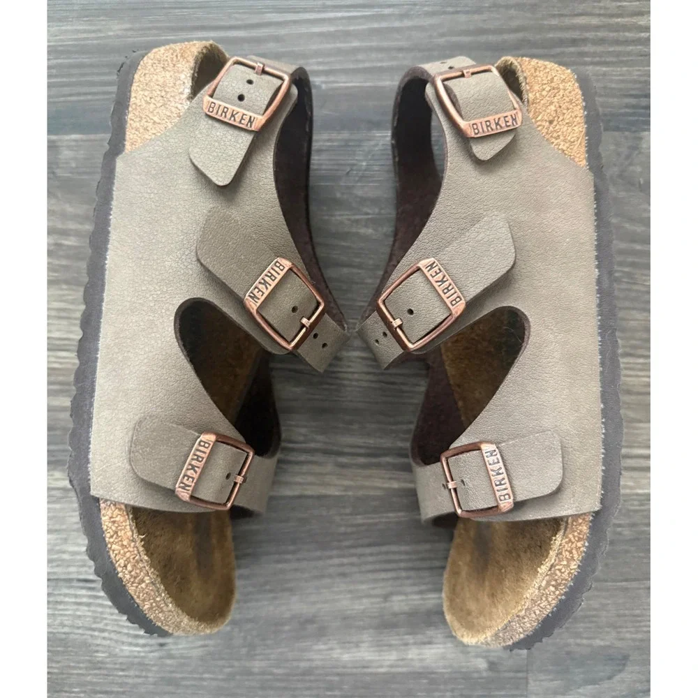 BIRKENSTOCK Milano Sandals Taupe Cork Footbed Copper Buckle Kids EU 31 US 1–1.5